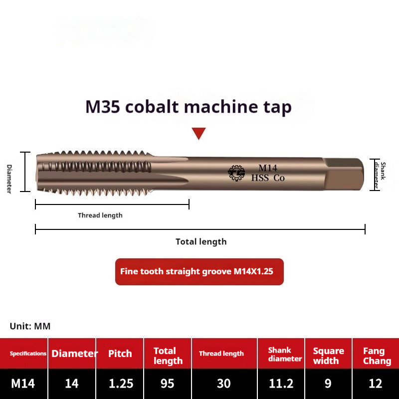 2122-M35 straight groove tap containing cobalt stainless steel, special fine tooth coarse tooth machine, tapping drill bit tool wire Shandong Denso Pricision Tools Co.,Ltd.